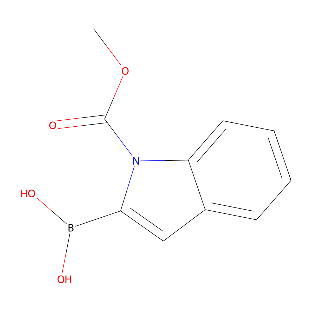 (1-(Methoxycarbonyl)-1H-indol-2-yl)boronic acid molecular structure, CAS 1001162-89-5