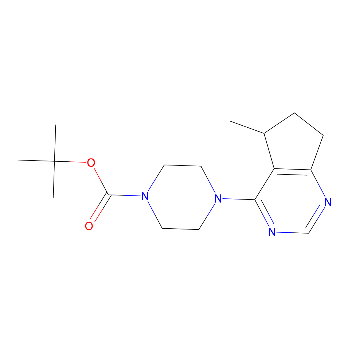 (R)-tert-Butyl 4-(5-methyl-6,7-dihydro-5H-cyclopenta[d]pyrimidin-4-yl)piperazine-1-carboxylate molecular structure, CAS 1001178-90-0