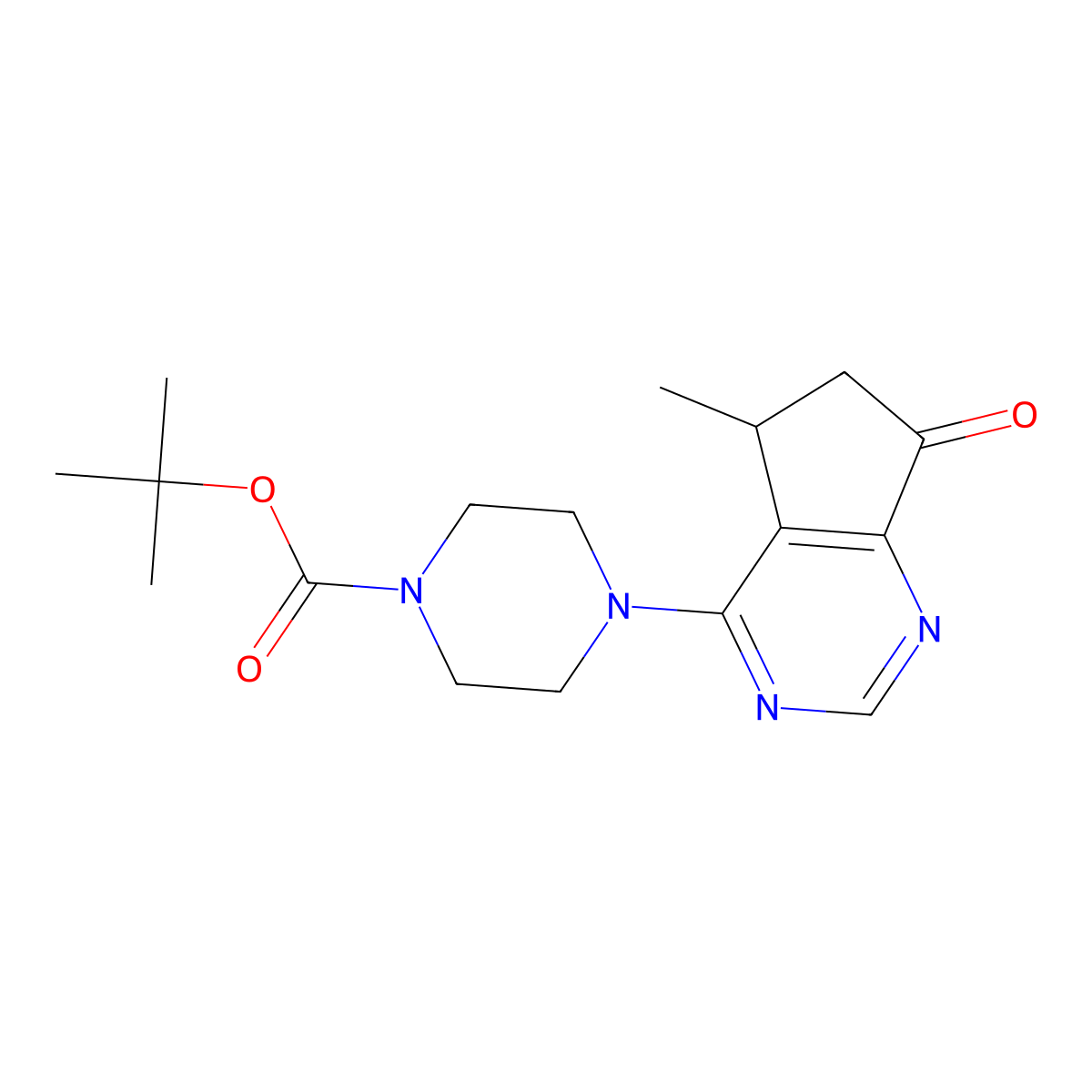 (R)-tert-butyl 4-(5-methyl-7-oxo-6,7-dihydro-5H-cyclopenta[d]pyrimidin-4-yl)piperazine-1-carboxylate molecular structure, CAS 1001180-21-7