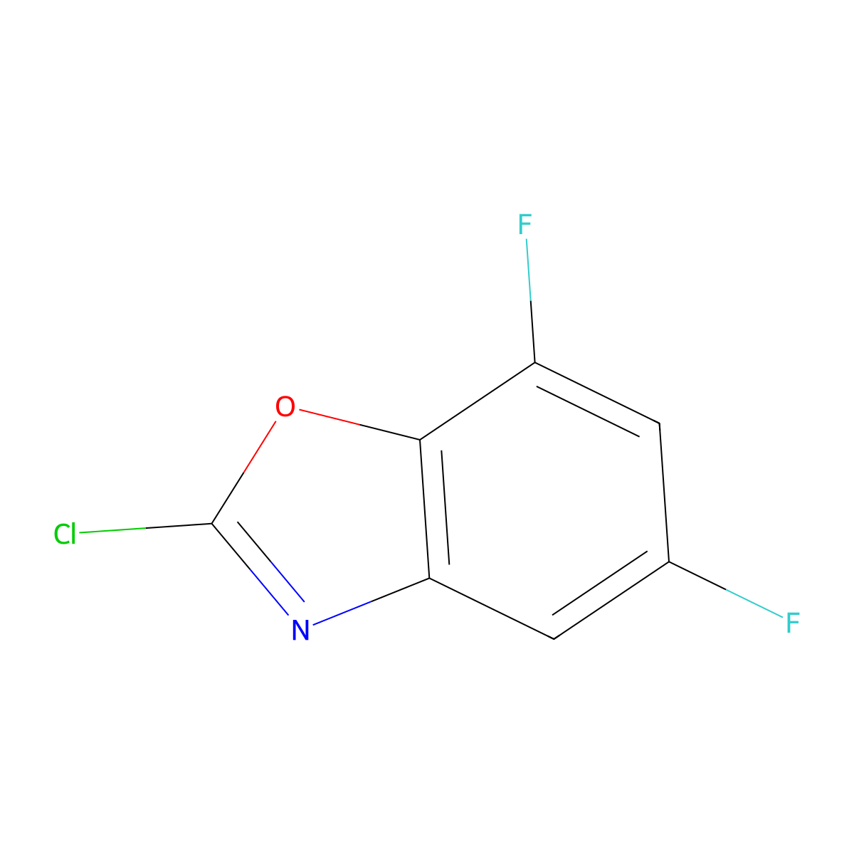 2-Chloro-5,7-difluoro-1,3-benzoxazole molecular structure, CAS 1001185-79-0