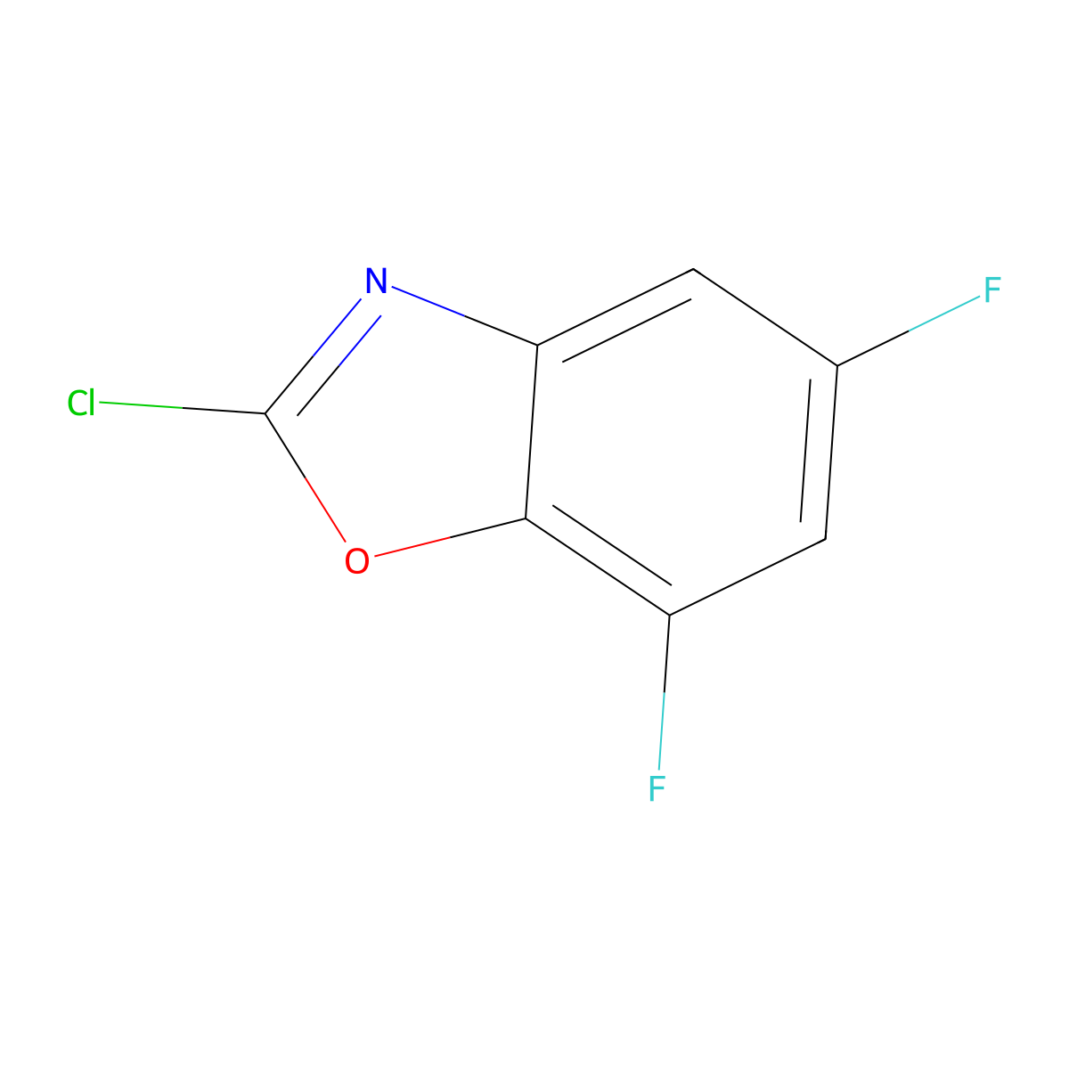 2-Chloro-5,7-difluoro-1,3-benzoxazole molecular structure, CAS 1001185-79-0