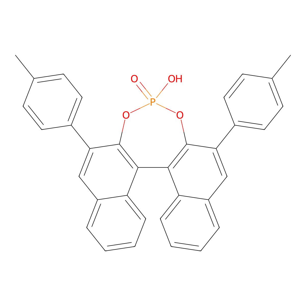 (11bS)-4-Hydroxy-2,6-di-p-tolyldinaphtho[2,1-d:1',2'-f][1,3,2]dioxaphosphepine 4-oxide molecular structure, CAS 1001187-93-4