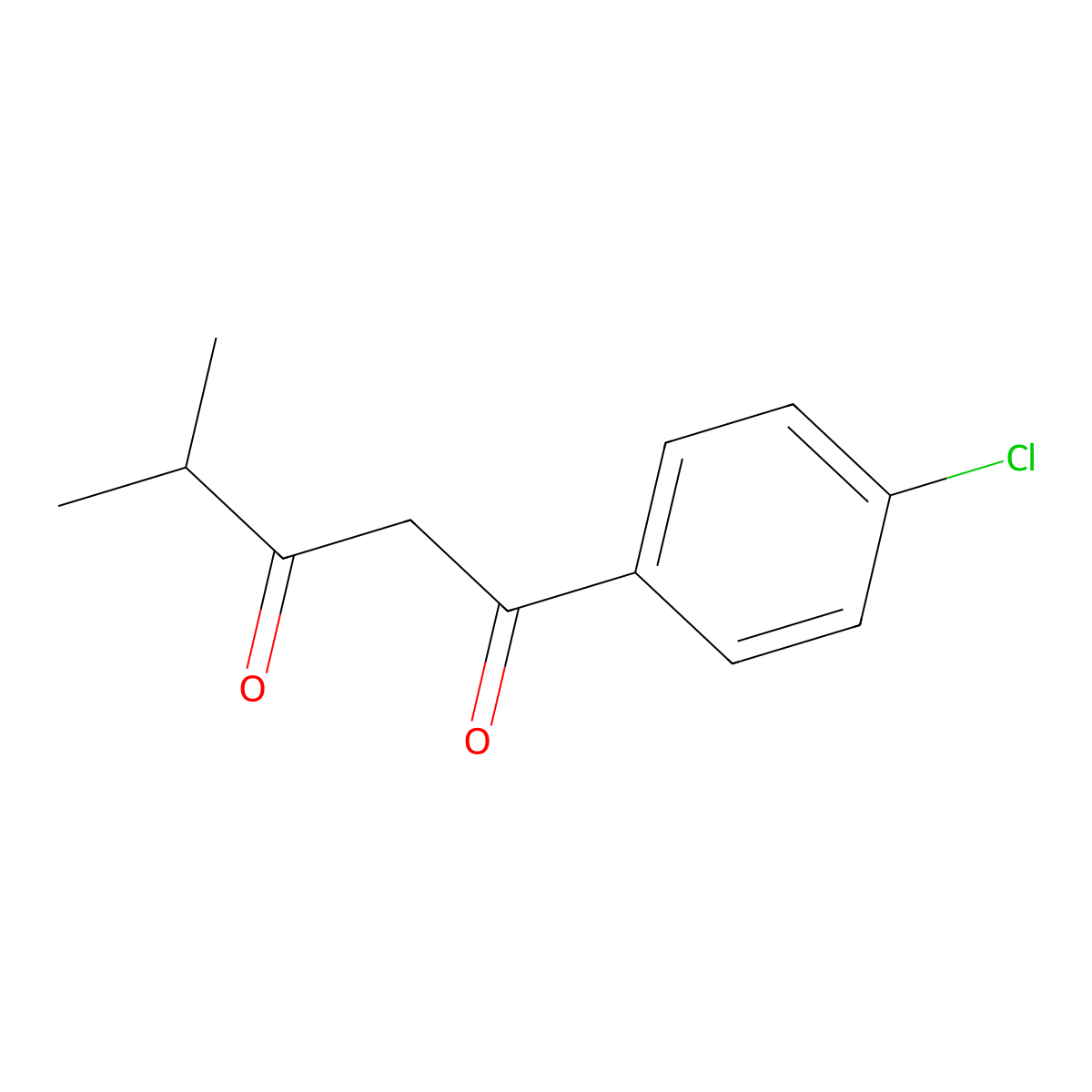 1-(4-Chlorophenyl)-4-methylpentane-1,3-dione molecular structure, CAS 100119-43-5
