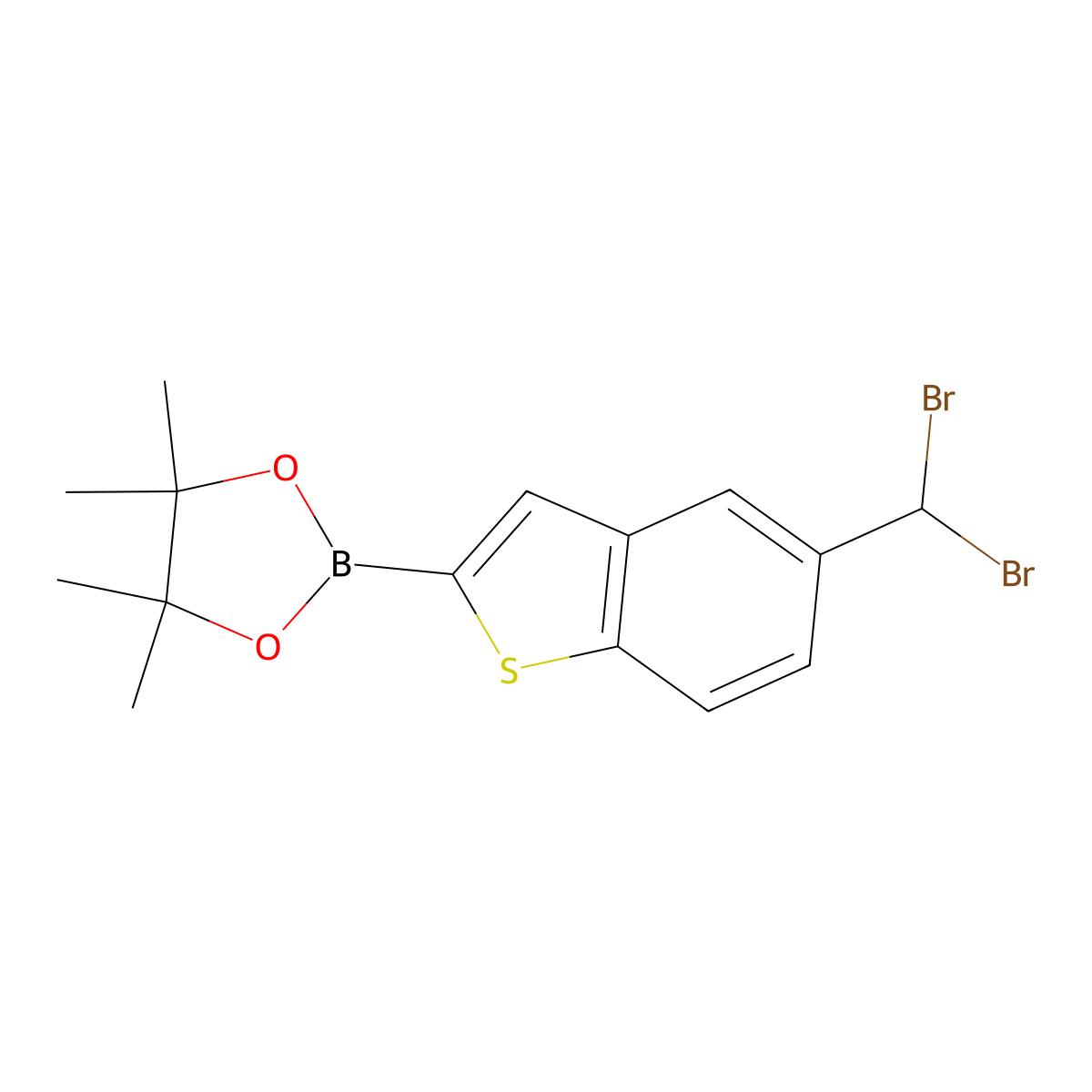 2-(5-(Dibromomethyl)benzo[b]thiophen-2-yl)-4,4,5,5-tetramethyl-1,3,2-dioxaborolane molecular structure, CAS 1001200-46-9