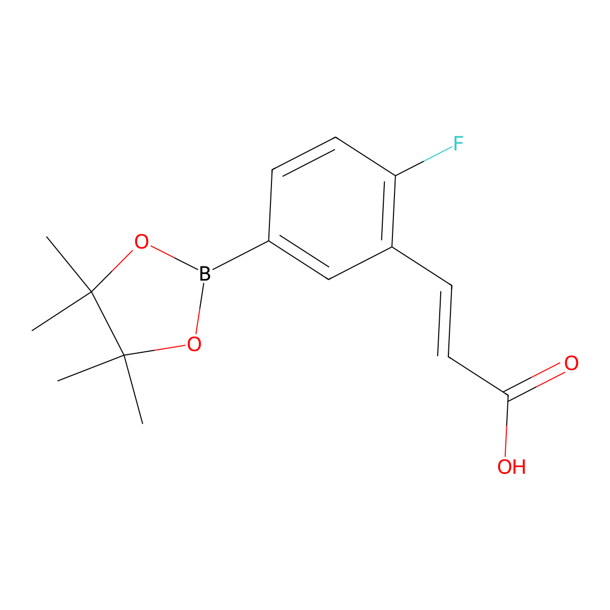 2-Propenoic acid, 3-[2-fluoro-5-(4,4,5,5-tetramethyl-1,3,2-dioxaborolan-2-yl)phenyl]-, (2e)- molecular structure, CAS 1001200-58-3