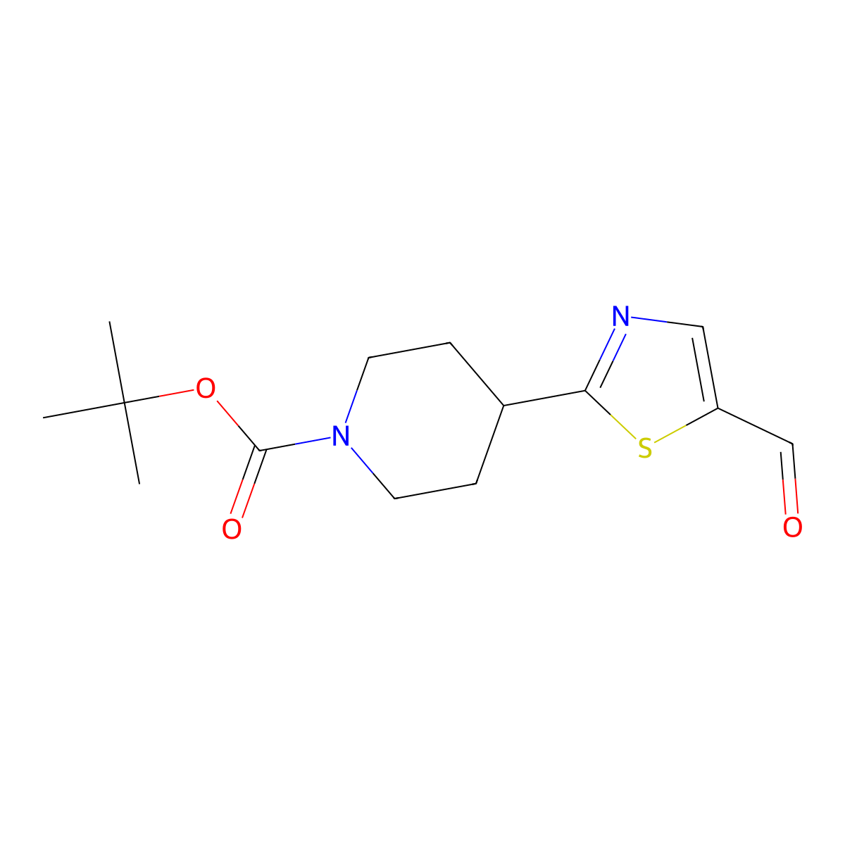 Tert-butyl 4-(5-formylthiazol-2-yl)piperidine-1-carboxylate molecular structure, CAS 1001203-01-5
