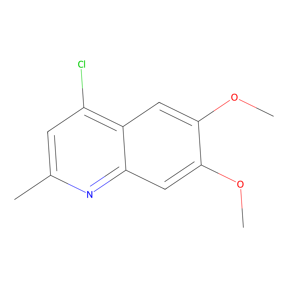 4-Chloro-6,7-dimethoxy-2-methylquinoline molecular structure, CAS 100122-02-9
