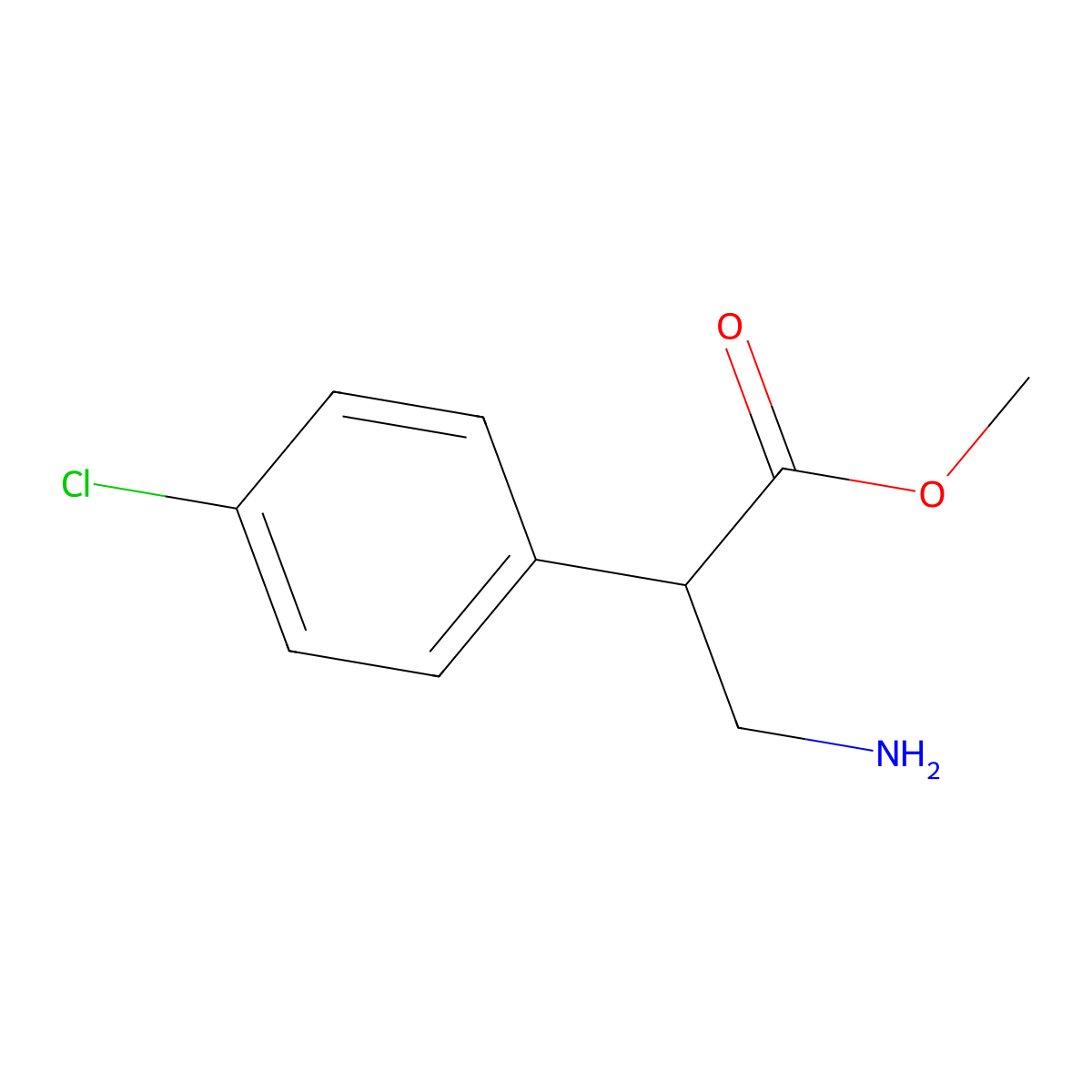 Methyl 3-amino-2-(4-chlorophenyl)propanoate molecular structure, CAS 1001227-83-3