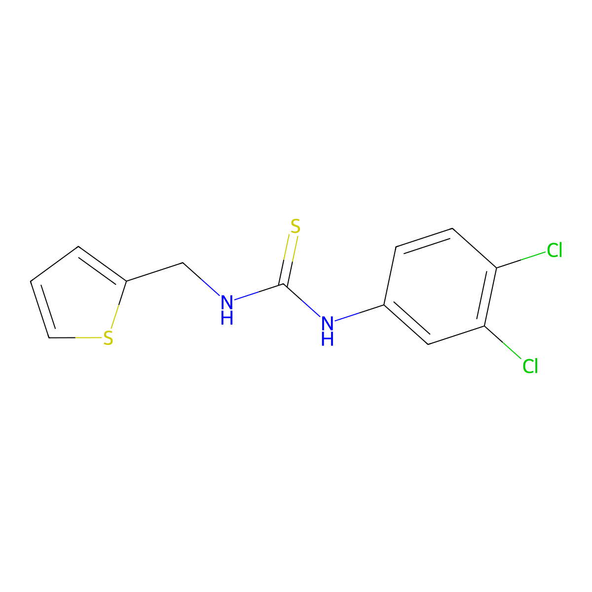 1-(3,4-Dichlorophenyl)-3-(thiophen-2-ylmethyl)thiourea molecular structure, CAS 100123-93-1