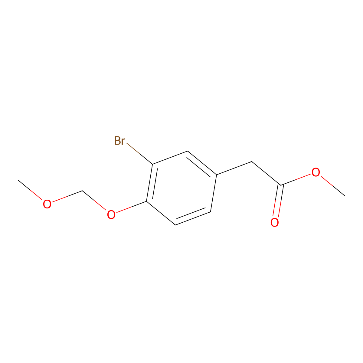 Methyl 2-(3-bromo-4-(methoxymethoxy)phenyl)acetate molecular structure, CAS 100126-08-7