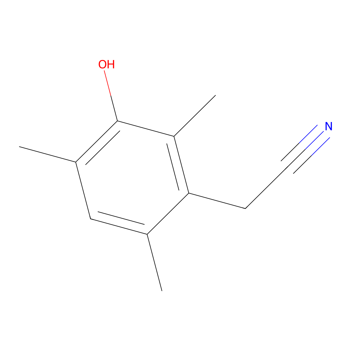2-(3-Hydroxy-2,4,6-trimethylphenyl)acetonitrile molecular structure, CAS 100127-72-8