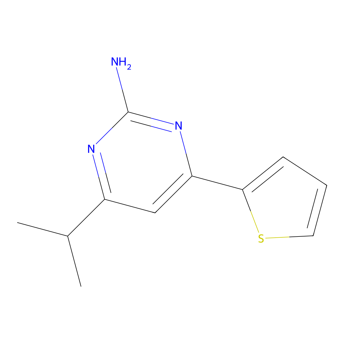 4-Propan-2-yl-6-thiophen-2-ylpyrimidin-2-amine molecular structure, CAS 100128-49-2