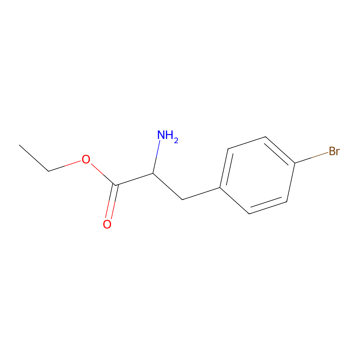 Ethyl 2-amino-3-(4-bromophenyl)propanoate molecular structure, CAS 100129-12-2