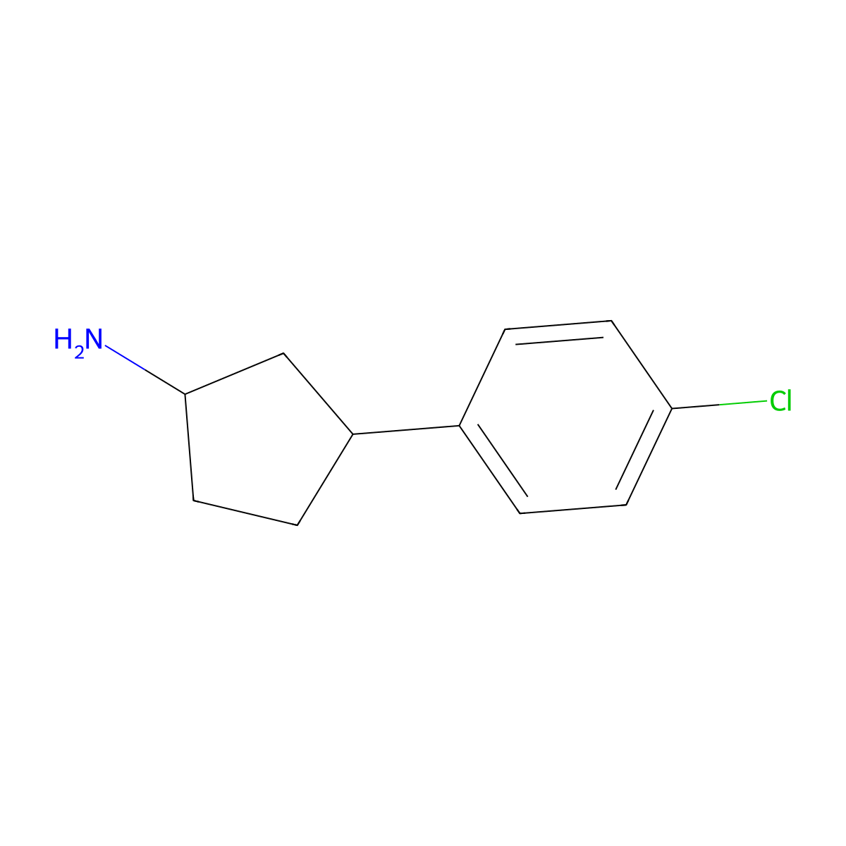3-(4-Chlorophenyl)cyclopentan-1-amine molecular structure, CAS 100129-33-7