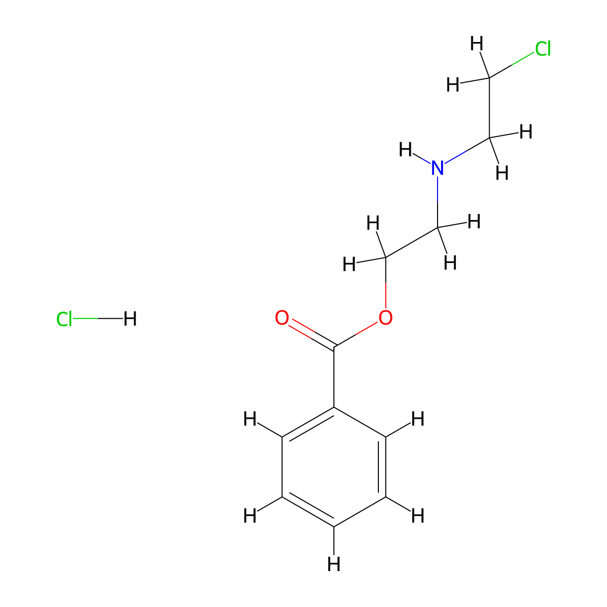 2-[(2-Chloroethyl)amino]ethyl benzoate hcl molecular structure, CAS 100129-68-8