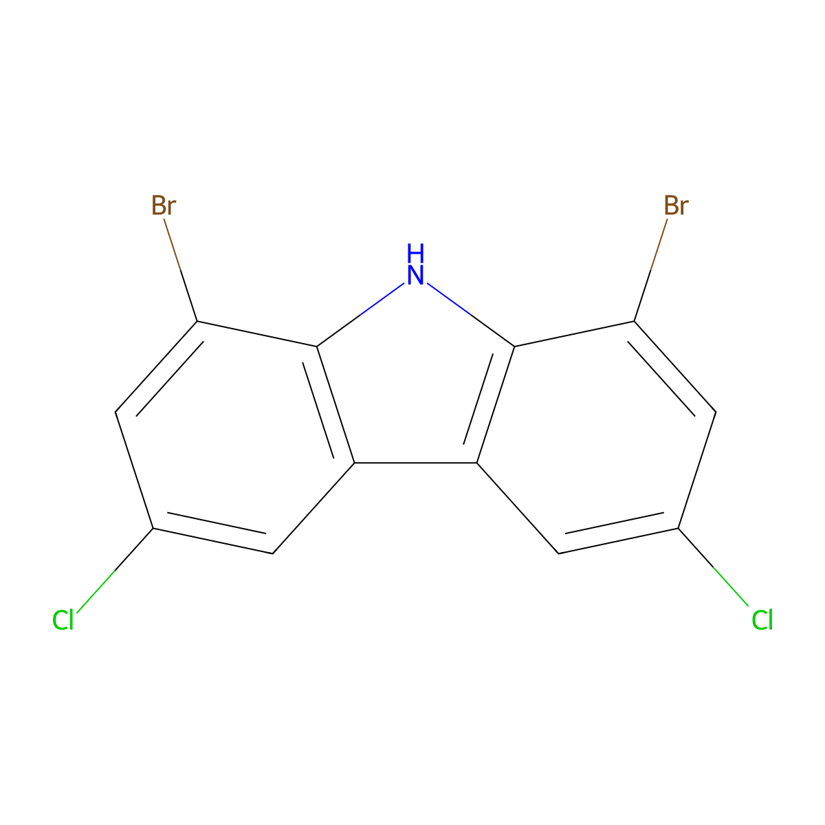 1,8-Dibromo-3,6-dichlorocarbazole molecular structure, CAS 100131-03-1