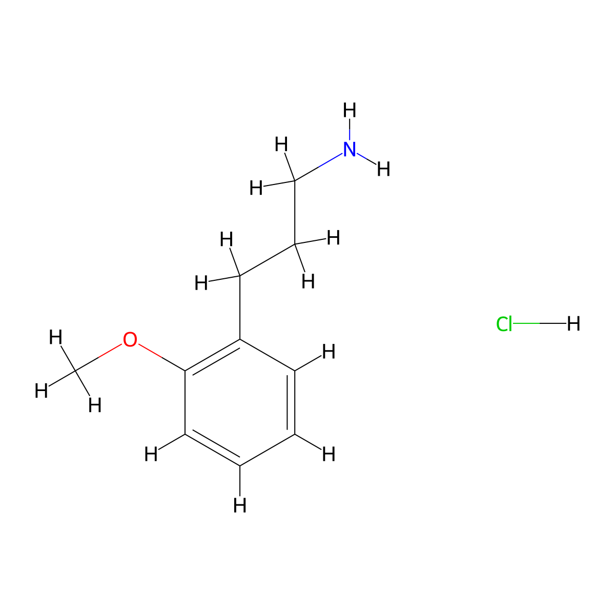 Propylamine, 3-(o-methoxyphenyl)-, hydrochloride molecular structure, CAS 100131-86-0