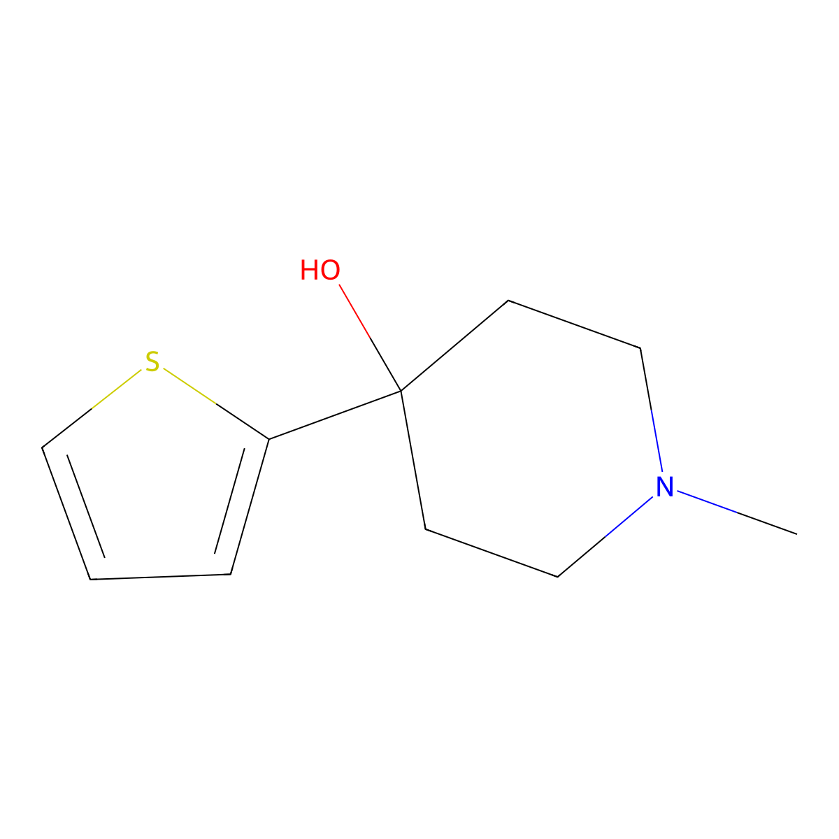 1-Methyl-4-(thiophen-2-yl)piperidin-4-ol molecular structure, CAS 100131-91-7