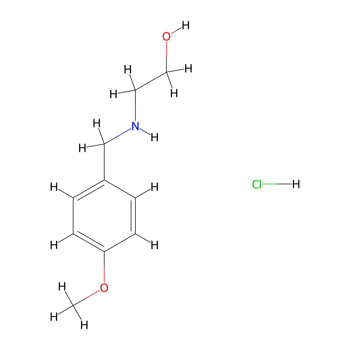 2-[(4-Methoxybenzyl)amino]ethanol hydrochloride molecular structure, CAS 100132-03-4