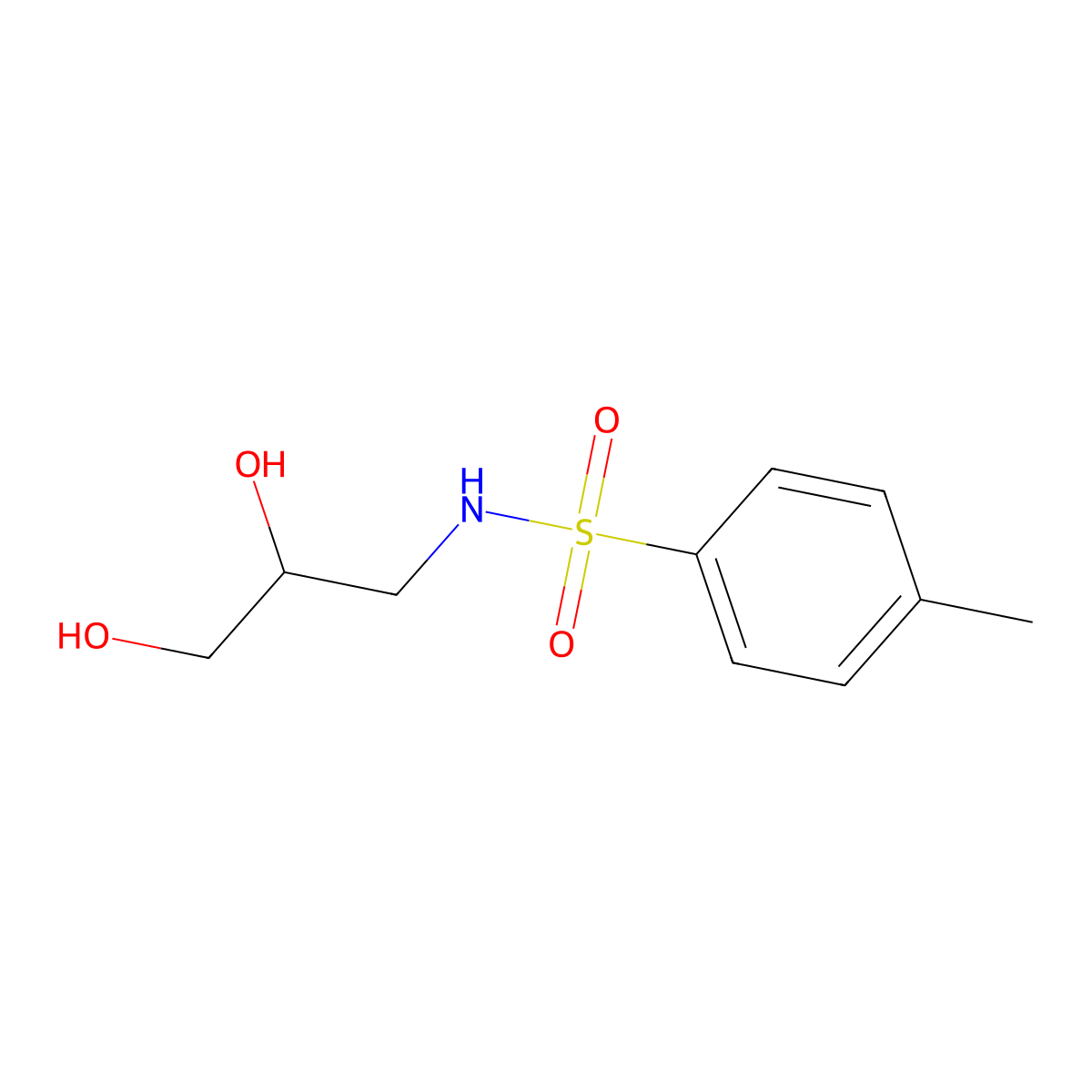 Benzenesulfonamide, N-(2,3-dihydroxypropyl)-4-methyl- molecular structure, CAS 100132-79-4