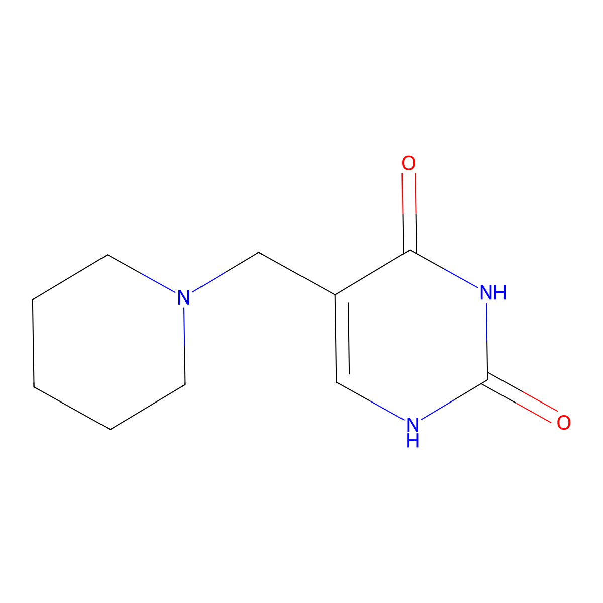 5-(piperidin-1-ylmethyl)pyrimidine-2,4(1H,3H)-dione molecular structure, CAS 100133-53-7
