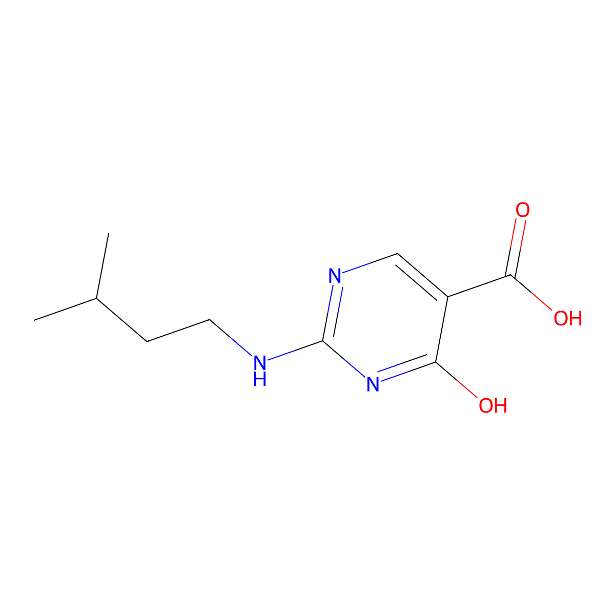 2-(Isopentylamino)-6-oxo-1,6-dihydropyrimidine-5-carboxylic acid molecular structure, CAS 100133-67-3