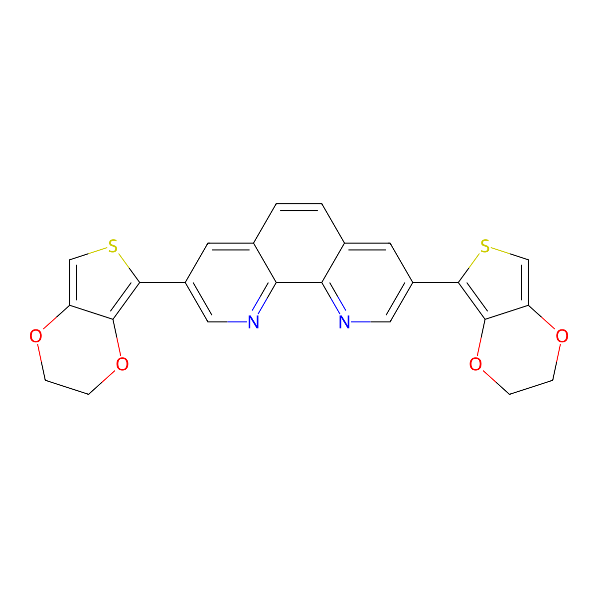 3,8-Bis(2,3-dihydrothieno[3,4-b][1,4]dioxin-5-yl)-1,10-phenanthroline molecular structure, CAS 1001330-07-9