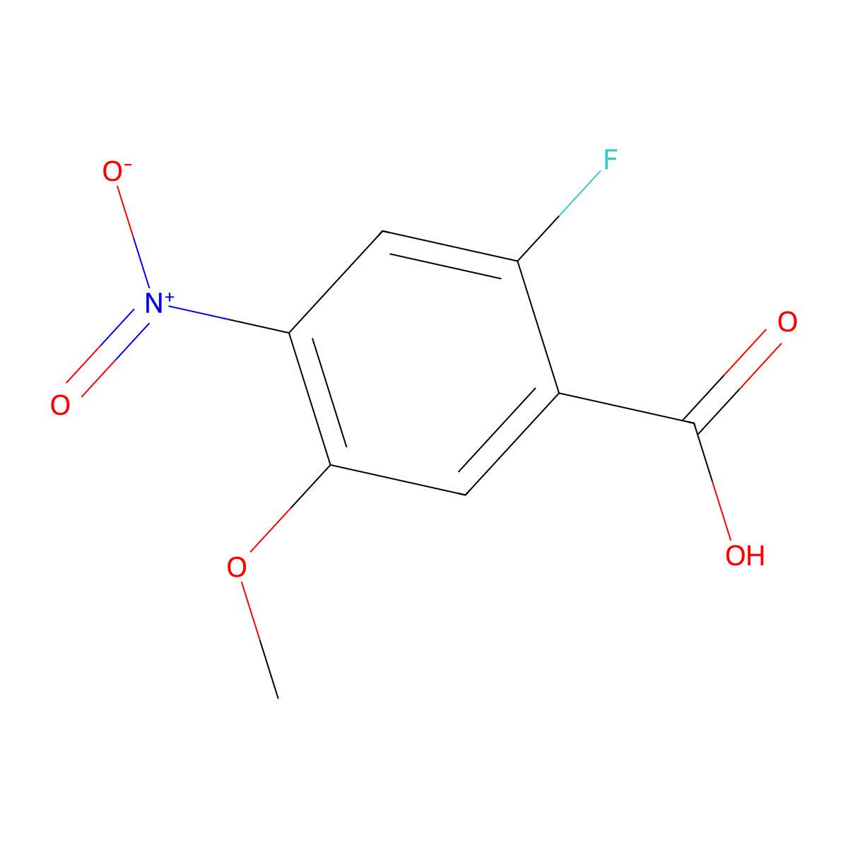 2-Fluoro-5-methoxy-4-nitrobenzoic acid molecular structure, CAS 1001345-80-7