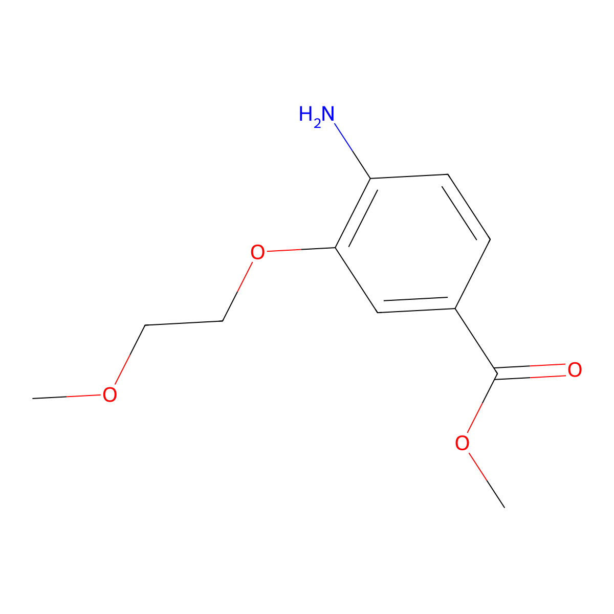 Methyl 4-amino-3-(2-methoxyethoxy)benzoate molecular structure, CAS 1001346-00-4