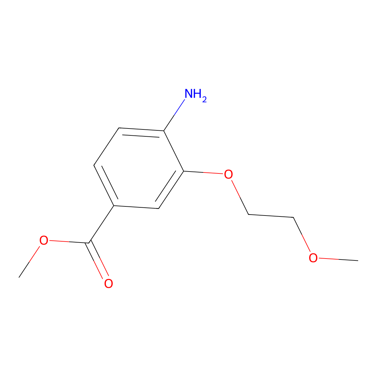 Methyl 4-amino-3-(2-methoxyethoxy)benzoate molecular structure, CAS 1001346-00-4