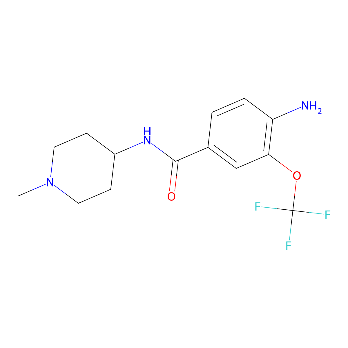 4-amino-N-(1-methylpiperidin-4-yl)-3-(trifluoromethoxy)benzamide molecular structure, CAS 1001346-04-8