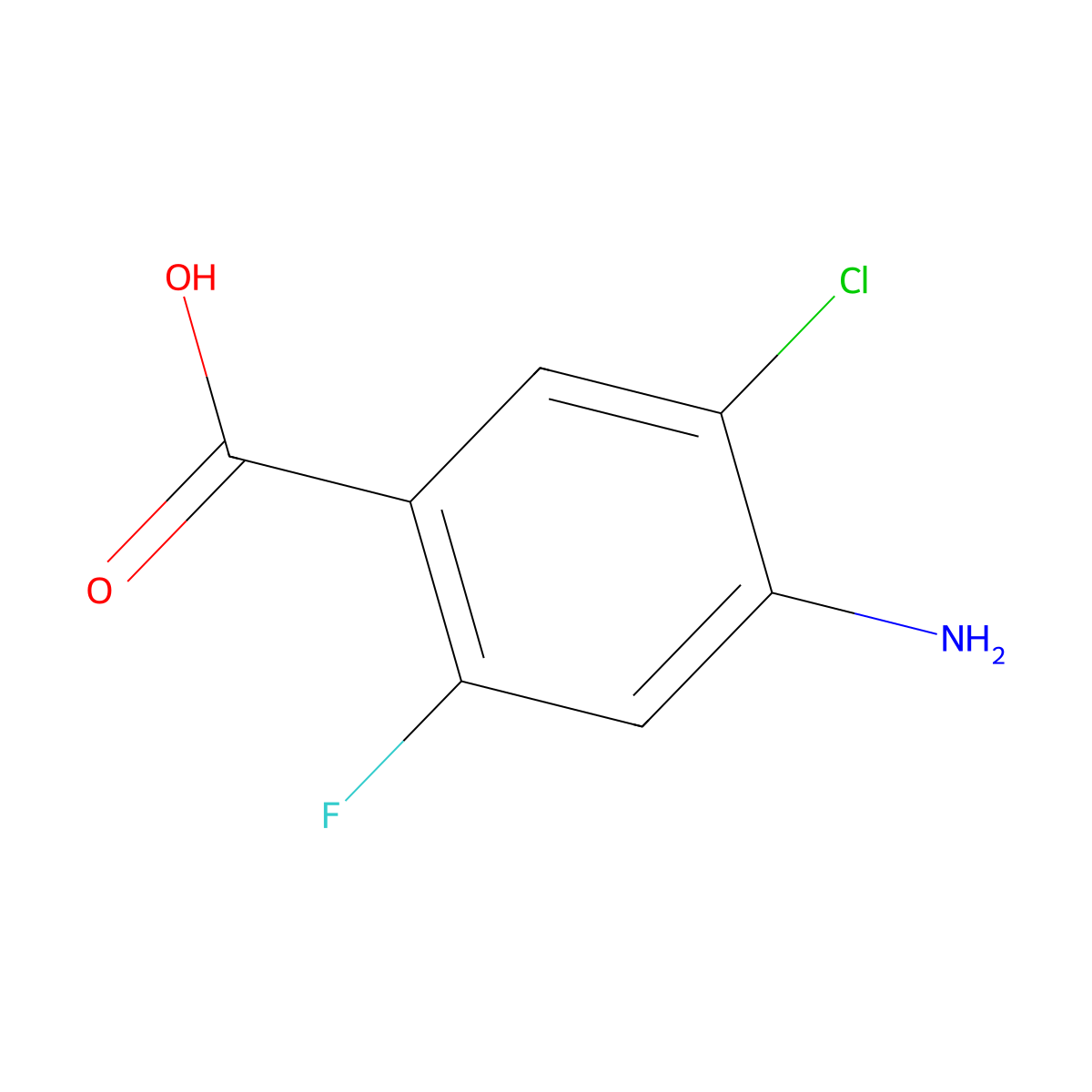 4-Amino-5-chloro-2-fluorobenzoic acid molecular structure, CAS 1001346-86-6