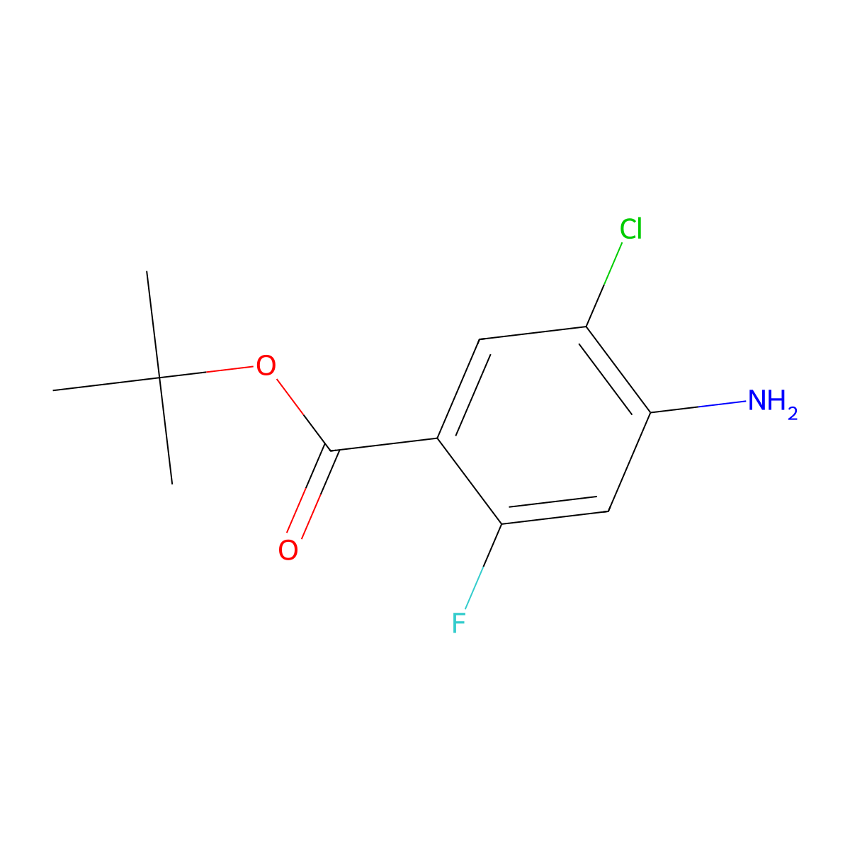 Tert-butyl 4-amino-5-chloro-2-fluorobenzoate molecular structure, CAS 1001346-87-7