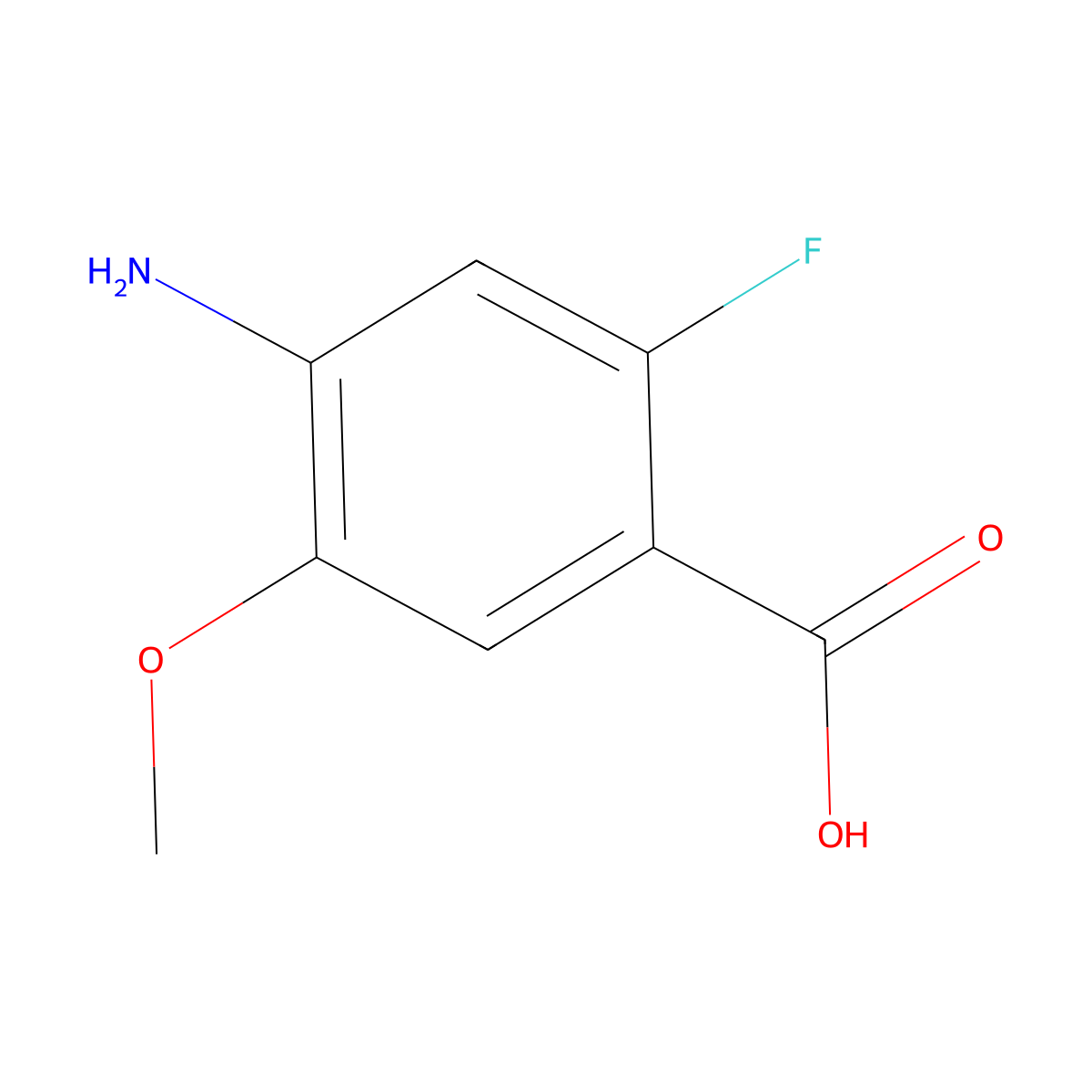 4-Amino-2-fluoro-5-methoxybenzoic acid molecular structure, CAS 1001346-91-3