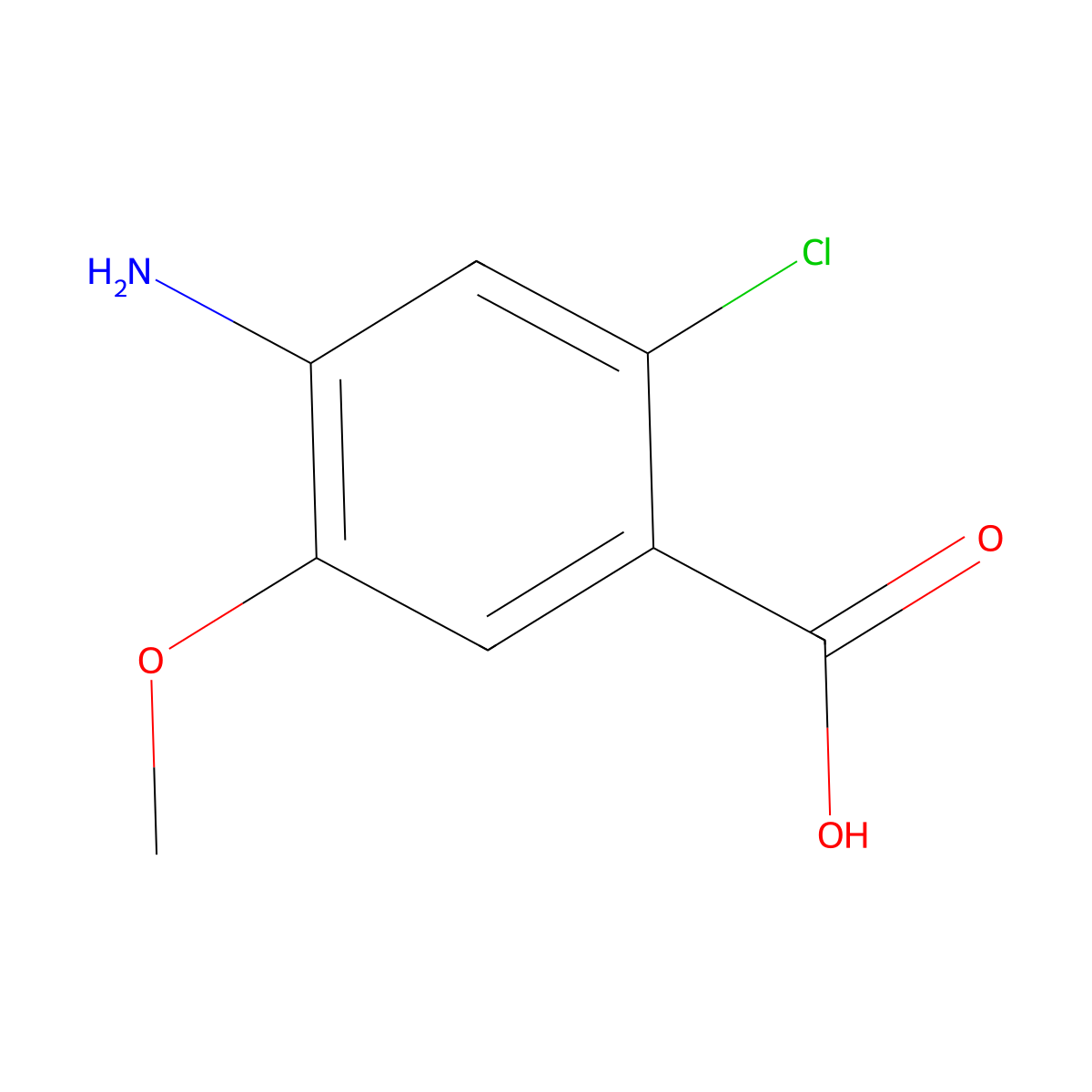 4-Amino-2-chloro-5-methoxybenzoic acid molecular structure, CAS 1001347-19-8