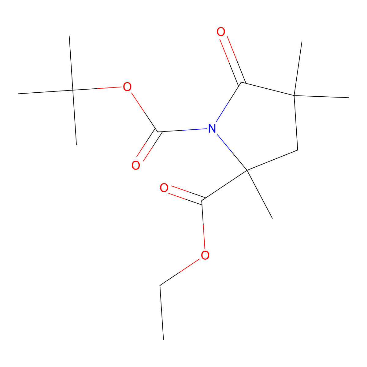 1-tert-Butyl 2-ethyl 2,4,4-trimethyl-5-oxopyrrolidine-1,2-dicarboxylate molecular structure, CAS 1001353-88-3