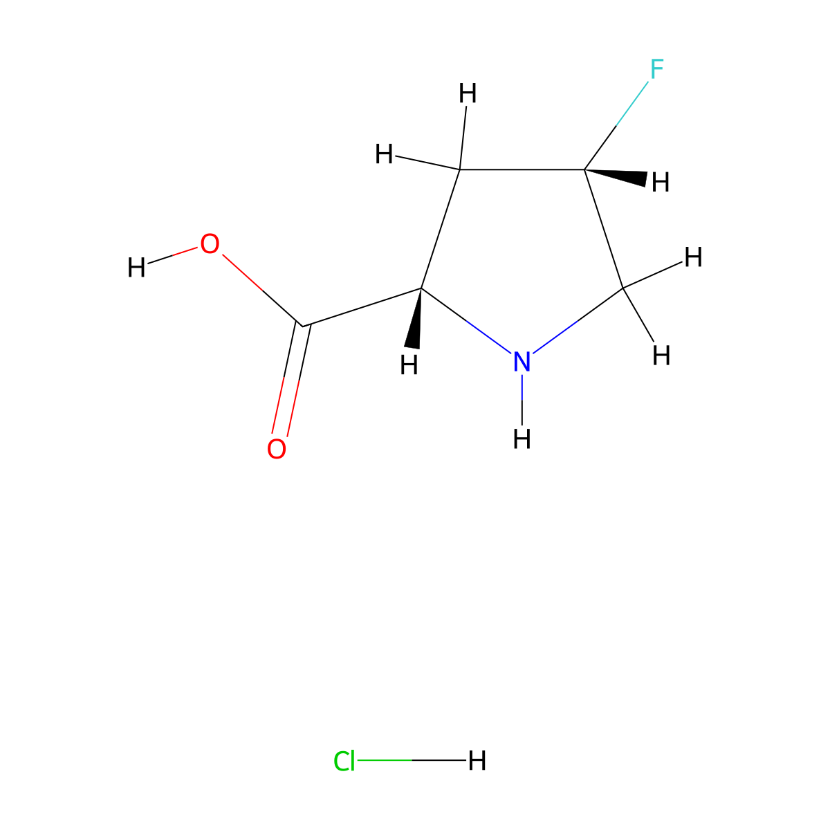(2S,4S)-4-fluoropyrrolidine-2-carboxylic acid hydrochloride molecular structure, CAS 1001354-51-3