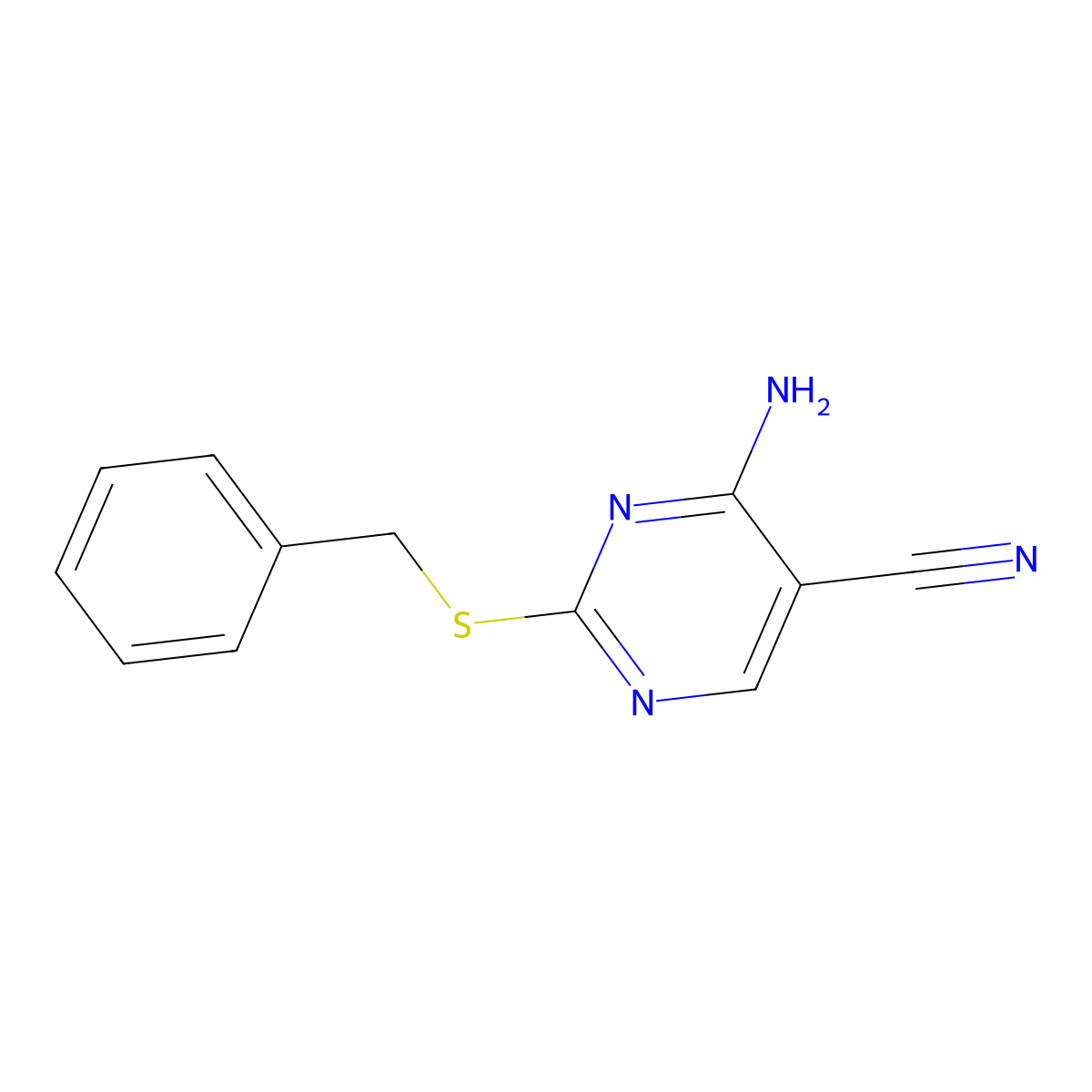 4-Amino-2-benzylsulfanylpyrimidine-5-carbonitrile molecular structure, CAS 100137-41-5