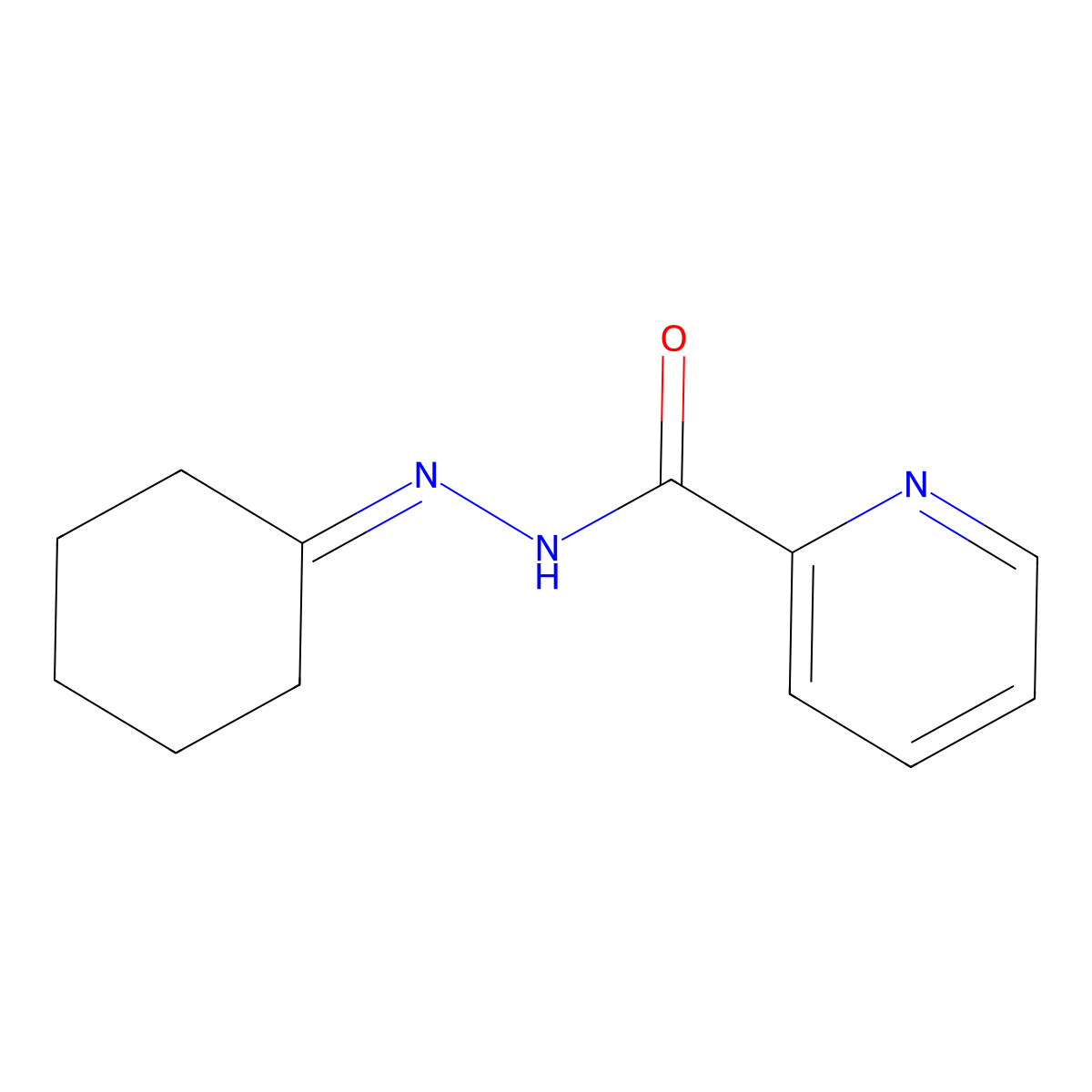 2-Pyridinecarboxylic acid, 2-cyclohexylidenehydrazide molecular structure, CAS 100138-09-8