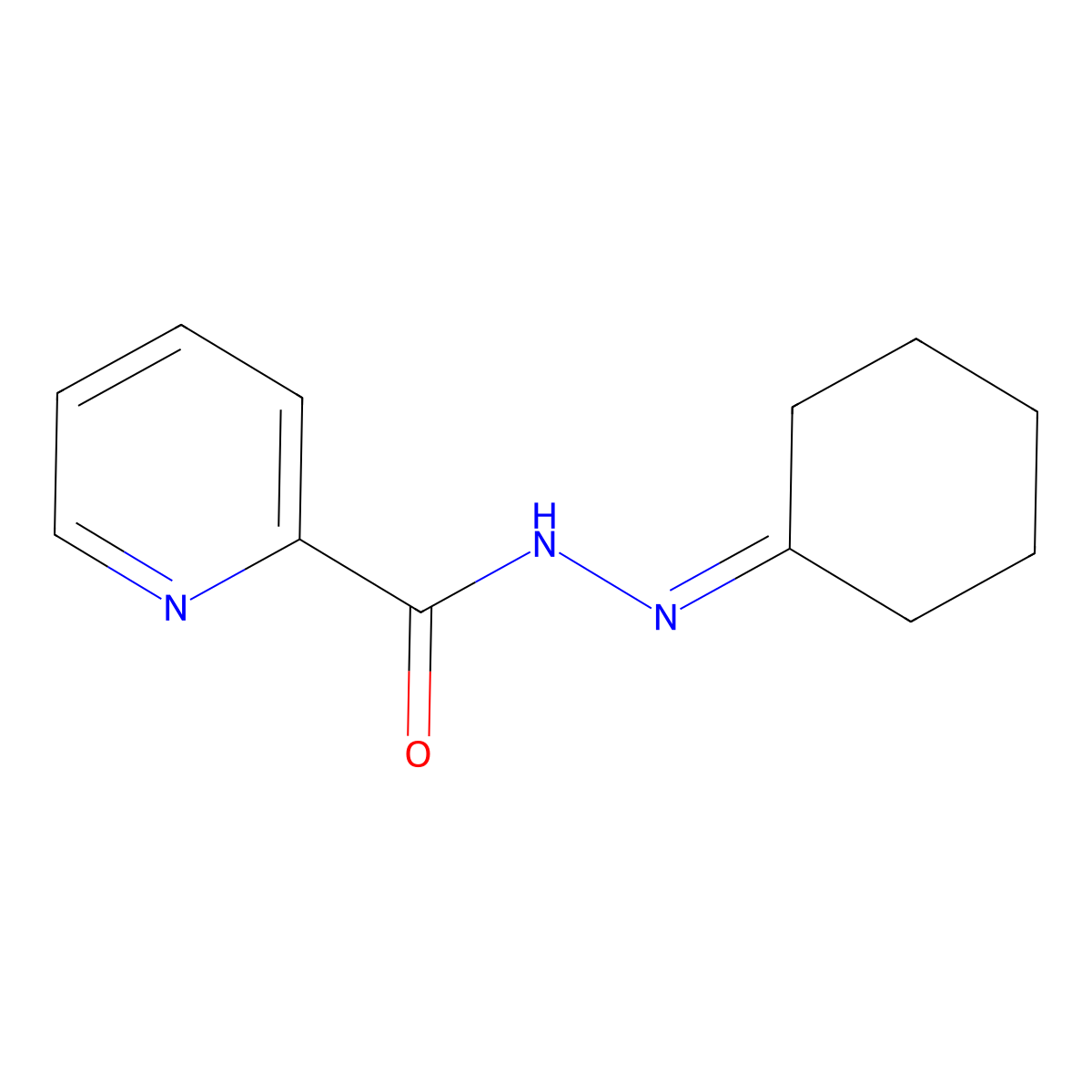 2-Pyridinecarboxylic acid, 2-cyclohexylidenehydrazide molecular structure, CAS 100138-09-8