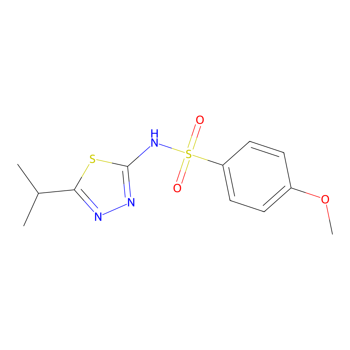 N-(5-isopropyl-1,3,4-thiadiazol-2-yl)-4-methoxybenzenesulfonamide molecular structure, CAS 100138-91-8