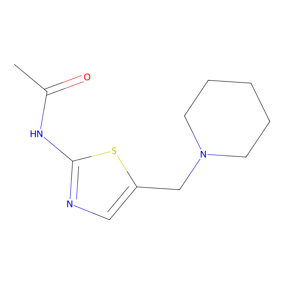 N-[5-(1-piperidinylmethyl)-1,3-thiazol-2-yl]acetamide molecular structure, CAS 100139-84-2
