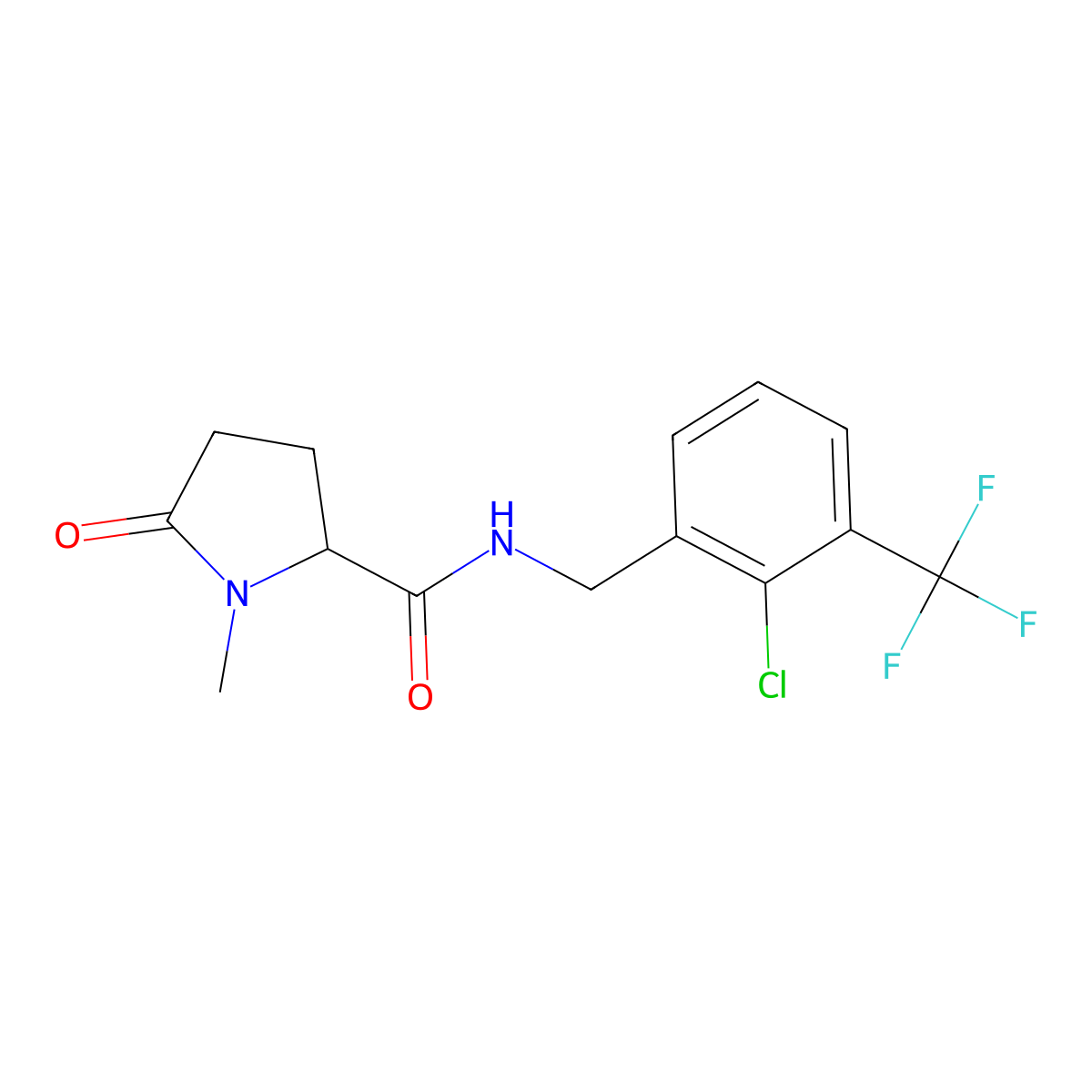 (2R)-N-{[2-chloro-3-(trifluoromethyl)phenyl]methyl}-1-methyl-5-oxopyrrolidine-2-carboxamide molecular structure, CAS 1001390-06-2