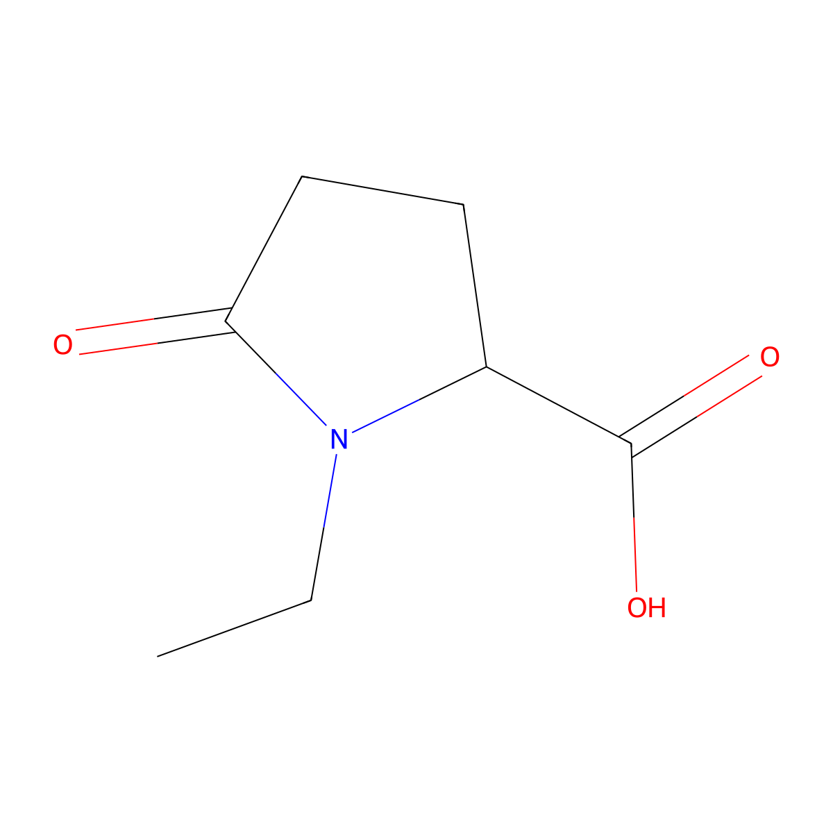 1-Ethyl-5-oxopyrrolidine-2-carboxylic acid molecular structure, CAS 1001390-60-8
