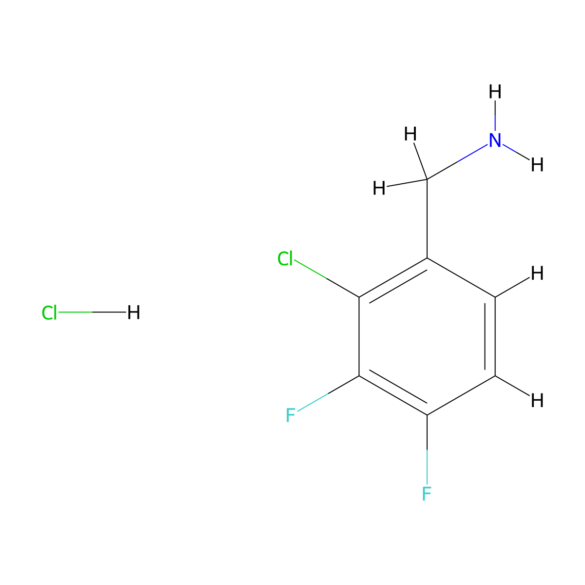 (2-Chloro-3,4-difluorophenyl)methanamine hydrochloride molecular structure, CAS 1001390-64-2