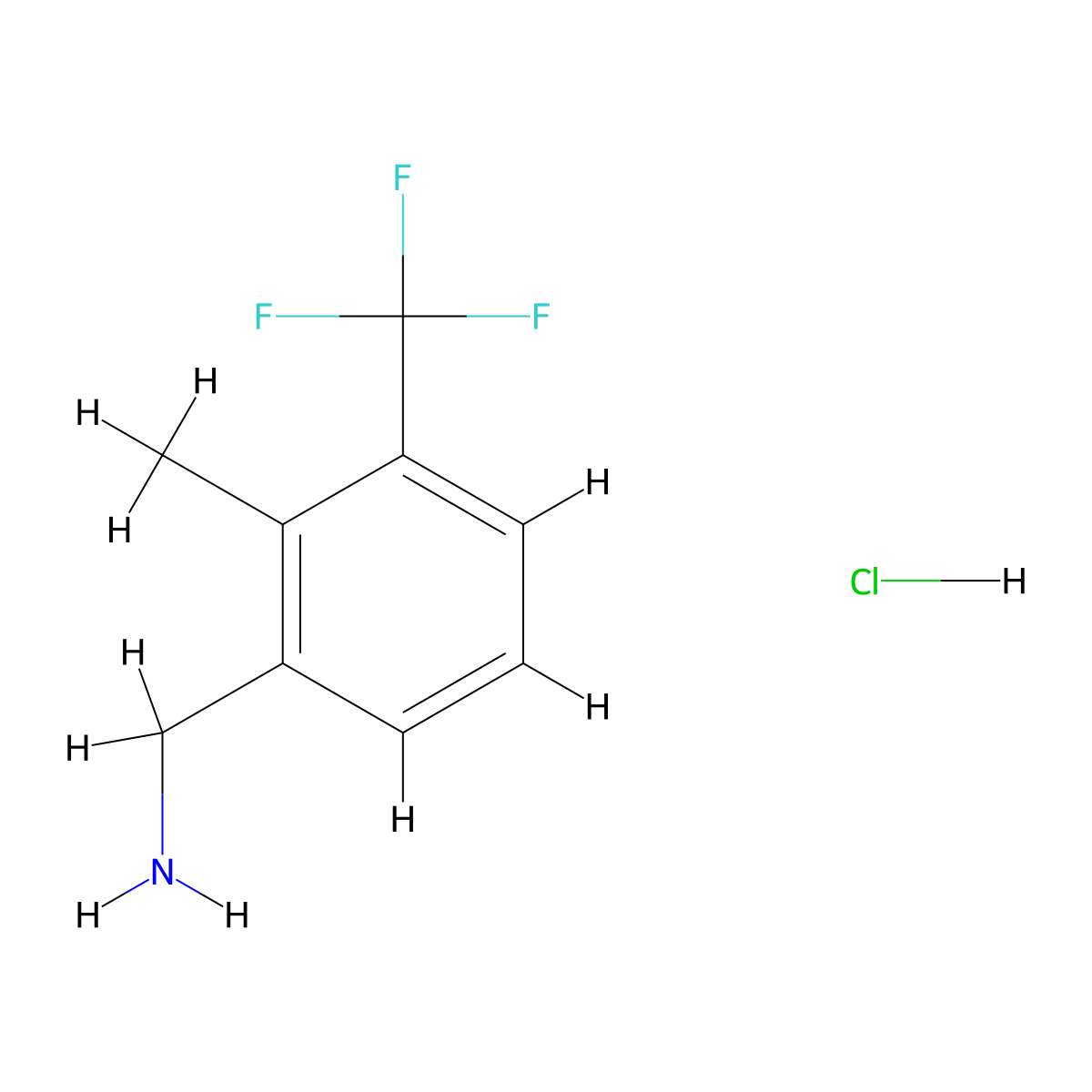 (2-Methyl-3-(trifluoromethyl)phenyl)methanamine hydrochloride molecular structure, CAS 1001390-82-4