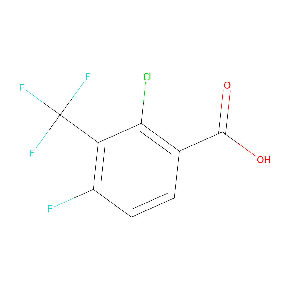 2-Chloro-4-fluoro-3-(trifluoromethyl)benzoic acid molecular structure, CAS 1001390-98-2