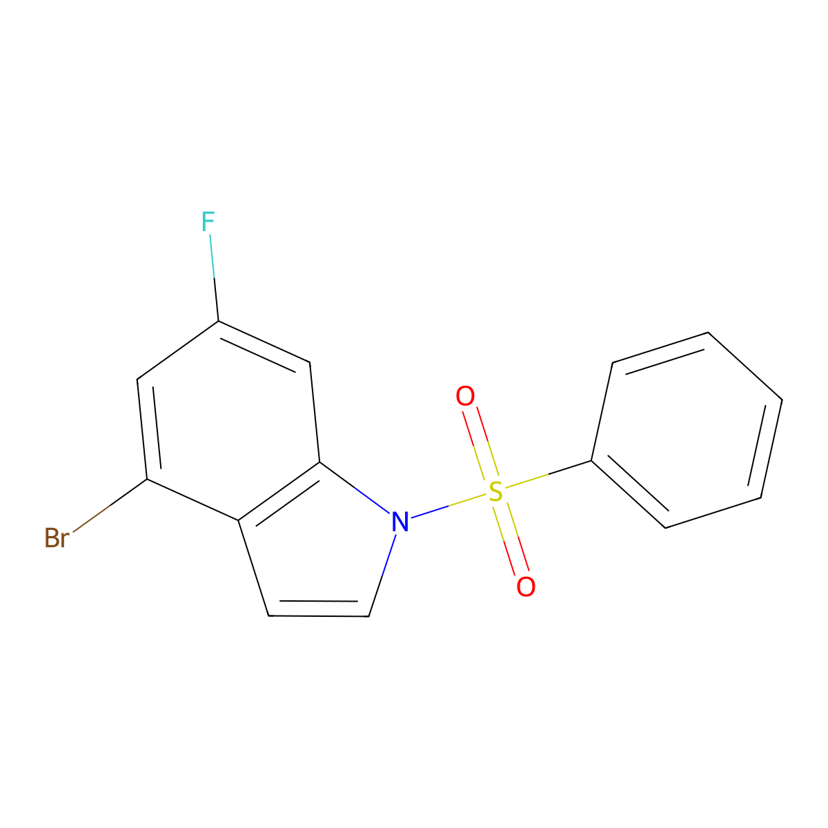 1-(benzenesulfonyl)-4-bromo-6-fluoro-1H-indole molecular structure, CAS 1001394-95-1