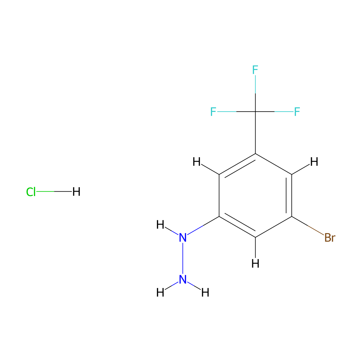 (3-Bromo-5-(trifluoromethyl)phenyl)hydrazine hydrochloride molecular structure, CAS 1001395-26-1