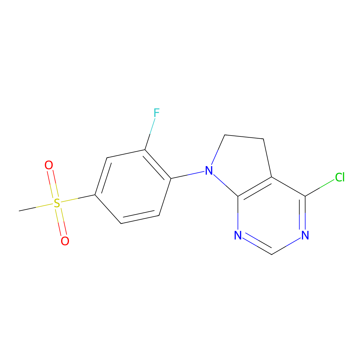 4-Chloro-7-(2-fluoro-4-(methylsulfonyl)phenyl)-6,7-dihydro-5H-pyrrolo[2,3-D]pyrimidine molecular structure, CAS 1001397-19-8